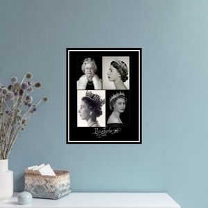 Queen Elizabeth Profile Collage with Signature, original Print 11x8.5 Framed